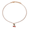Cherry Small Daisy Colorful Flowers Butterfly Neck Chain Imitation Pearl Rhinestone Clavicle Necklaces for Women Popular Jewelry