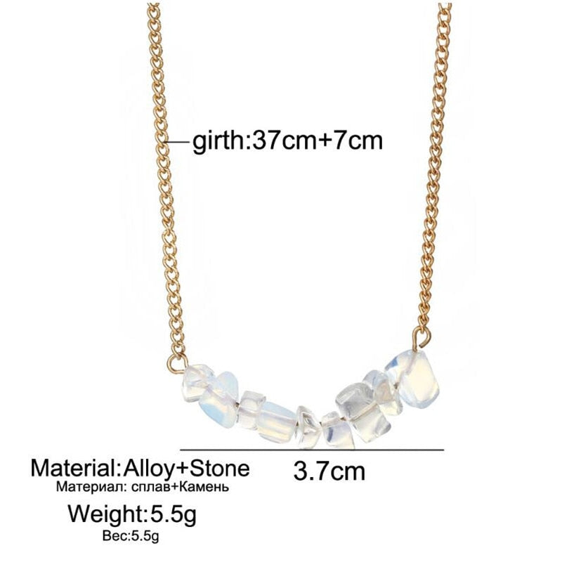 Chic Multicolor Opal Stone Choker Necklaces Gold Color Chain Crystal Necklace for Women Jewelry Short Chockers Collar