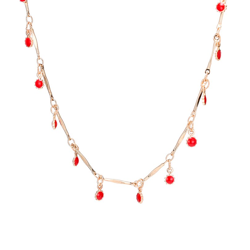 Chic Multicolor Opal Stone Choker Necklaces Gold Color Chain Crystal Necklace for Women Jewelry Short Chockers Collar