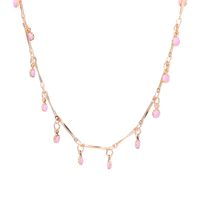 Chic Multicolor Opal Stone Choker Necklaces Gold Color Chain Crystal Necklace for Women Jewelry Short Chockers Collar