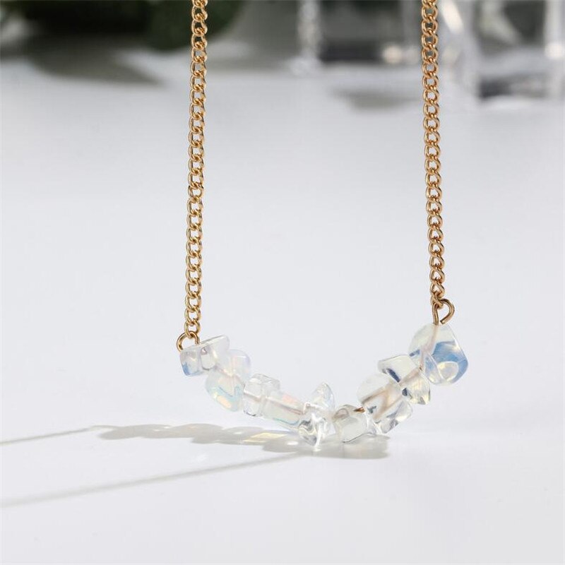 Chic Multicolor Opal Stone Choker Necklaces Gold Color Chain Crystal Necklace for Women Jewelry Short Chockers Collar