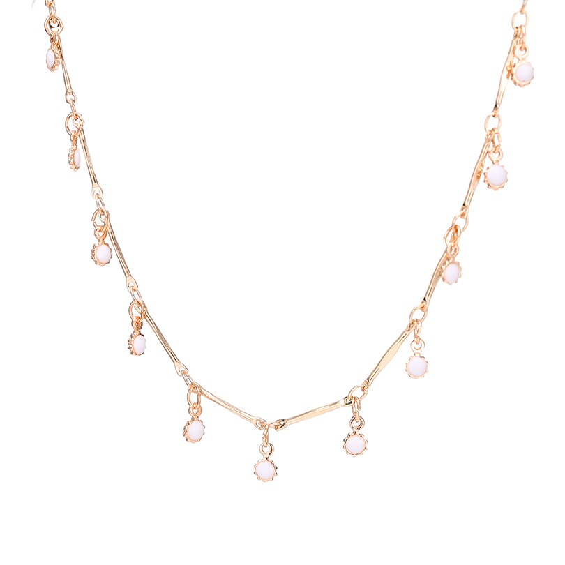 Chic Multicolor Opal Stone Choker Necklaces Gold Color Chain Crystal Necklace for Women Jewelry Short Chockers Collar