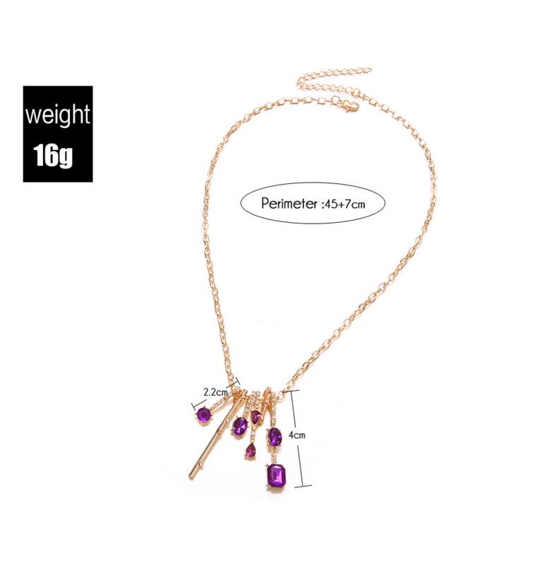 Chic Multicolor Opal Stone Choker Necklaces Gold Color Chain purple Crystal Necklace for Women Short Chockers Collar