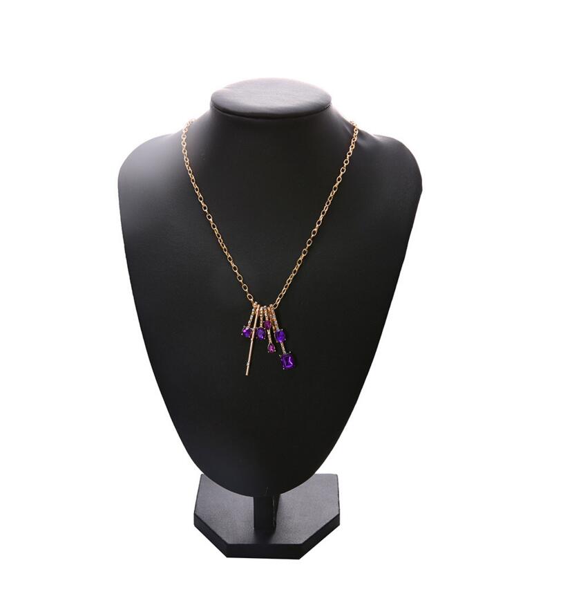 Chic Multicolor Opal Stone Choker Necklaces Gold Color Chain purple Crystal Necklace for Women Short Chockers Collar