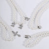 Chic Multilayer Imitation Pearl Number Cross Lock Pendant Choker Necklace Women Geometric Chocker Necklace Jewelry