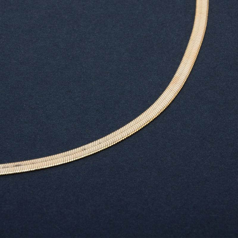 Chic Smooth Flat Snake Herringbone Bone Elegant Chain Necklace Choker Gold Color Silver Color for Women Party Wear Jewelry