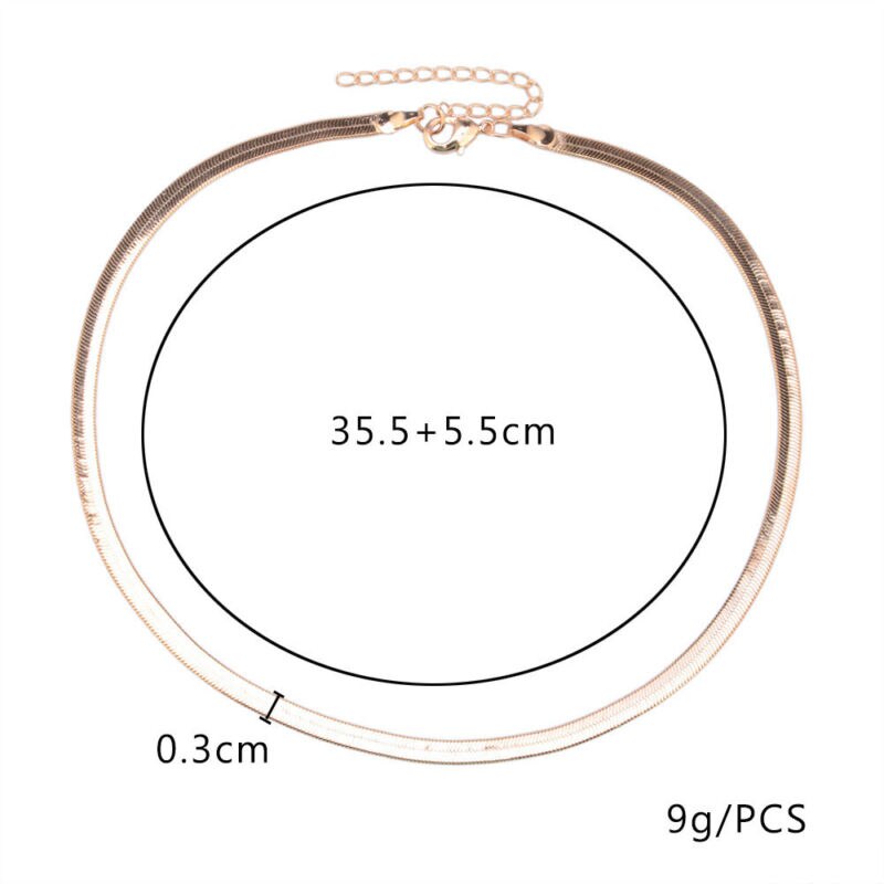 Chic Smooth Flat Snake Herringbone Bone Elegant Chain Necklace Choker Gold Color Silver Color for Women Party Wear Jewelry