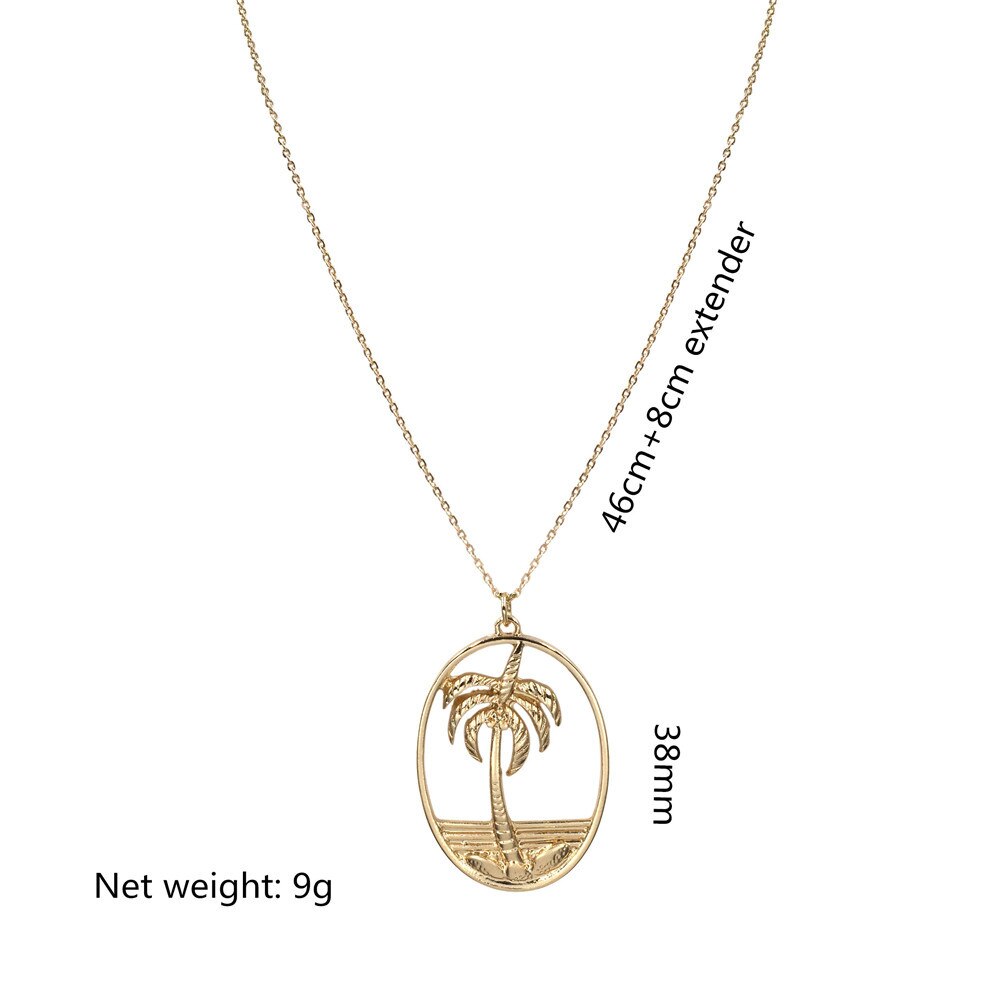 Chic Women Pendant Necklace for Beach Party Gold Color Coconut Palm Tree Shape Pendant Short Chain Necklace Party Jewelry
