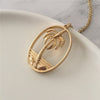 Chic Women Pendant Necklace for Beach Party Gold Color Coconut Palm Tree Shape Pendant Short Chain Necklace Party Jewelry