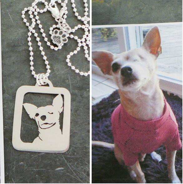 Chihuahua Art Necklace, Your Pet Pendant,  Dog silhouette Memory Jewelry Keepsake Memorial Gift