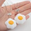 Children Friend Necklace Resin Poached Egg Food Pendant BFF 2 Necklace Friendship Jewelry Birthday Gifts For Kids 2PCS/Set