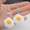 Children Friend Necklace Resin Poached Egg Food Pendant BFF 2 Necklace Friendship Jewelry Birthday Gifts For Kids 2PCS/Set
