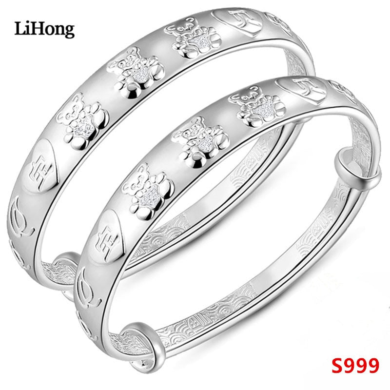 Children'S Jewelry S999 Sterling Silver Bracelet Baby Birthd Gift Cute Doll Silver Bracelet