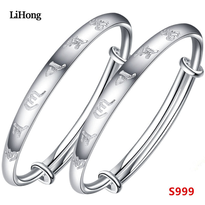 Children'S Jewelry S999 Sterling Silver Bracelet Baby Birthd Gift Letter Silver Bracelet