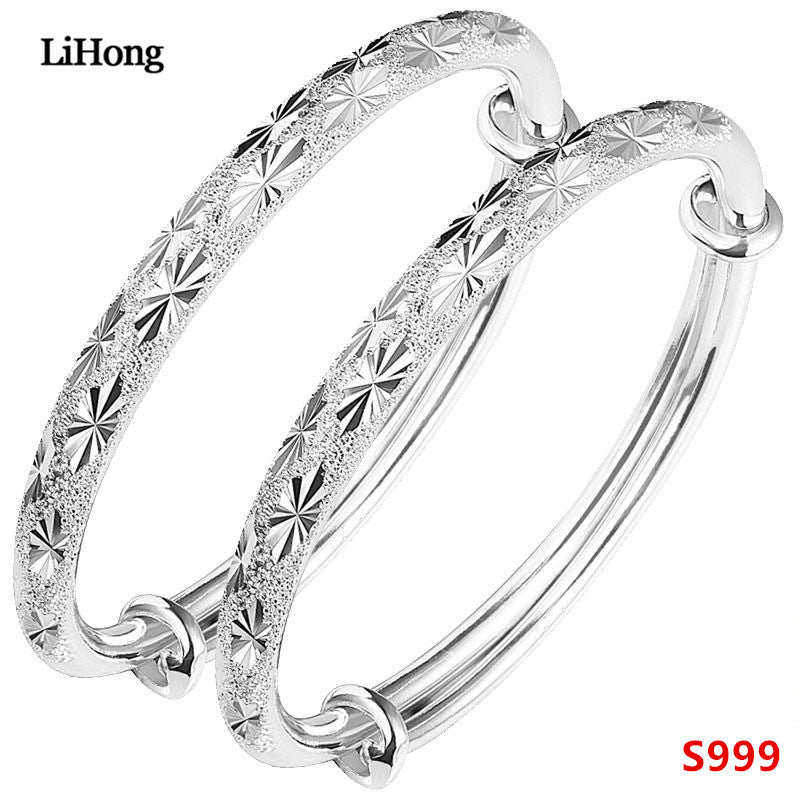 Children'S Jewelry S999 Sterling Silver Bracelet Baby Birthd Gift Rice Word Flower Silver Bracelet