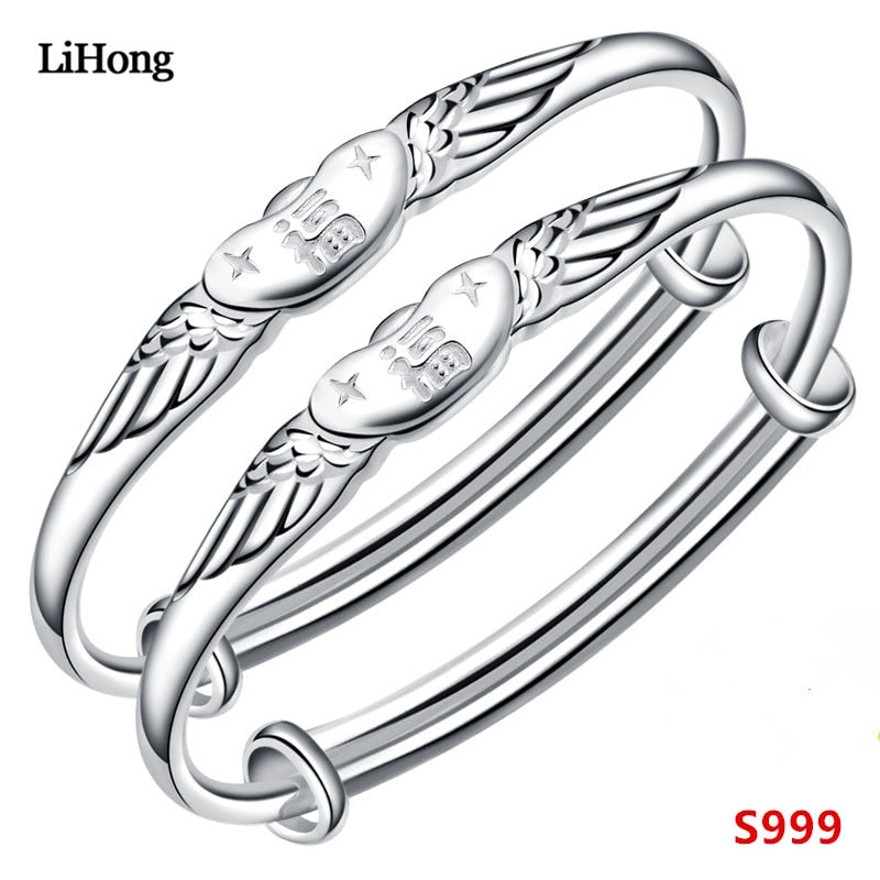 Children's Jewelry 990 Children's Bracelet Fashion Personality Silver Bangle Bells Sterling Silver Baby Bracelets