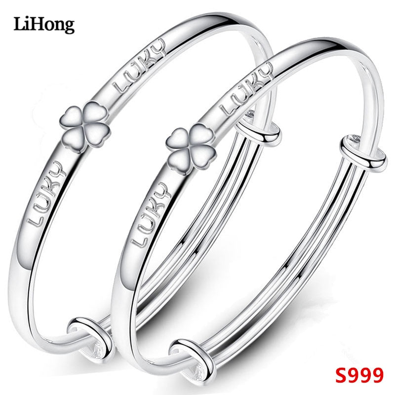 Children's Jewelry S990 Sterling Bracelet Lucky Clover Baby Bracelets and Anklets Birthd Gifts