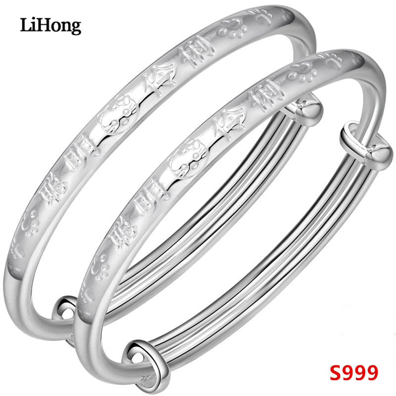 Children's Jewelry S999 Sterling Silver Bracelets Clever Cat Kitty Baby Bracelets and Anklets Birthd Gifts