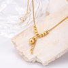 China Fu Gourd Stainless Steel Pendant Necklace for Women Gold Plated Beads Chain Retro Jewelry Gift Accessories 2022 New