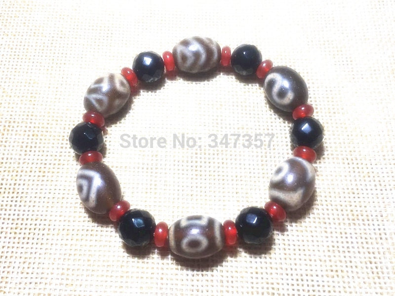 China Tibetan Jewelry Qualitied 12mm*16mm Multi-pattern Dzi Beads Bracelet for Women Bring Good Luck