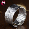 Chinese Lotus Flower Buddhist Heart Sutra Women Bangles 100% 999 Sterling Silver Bracelets Bangles For Women Ethnic Jewelry SB09