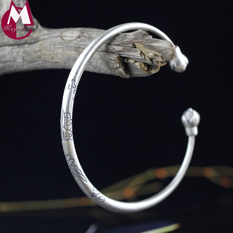 Chinese Style Flower Women Bracelets & Bangles 100% 925 Sterling Silver Bracelets For Women Simple Leaves Vintage Jewelry SB22