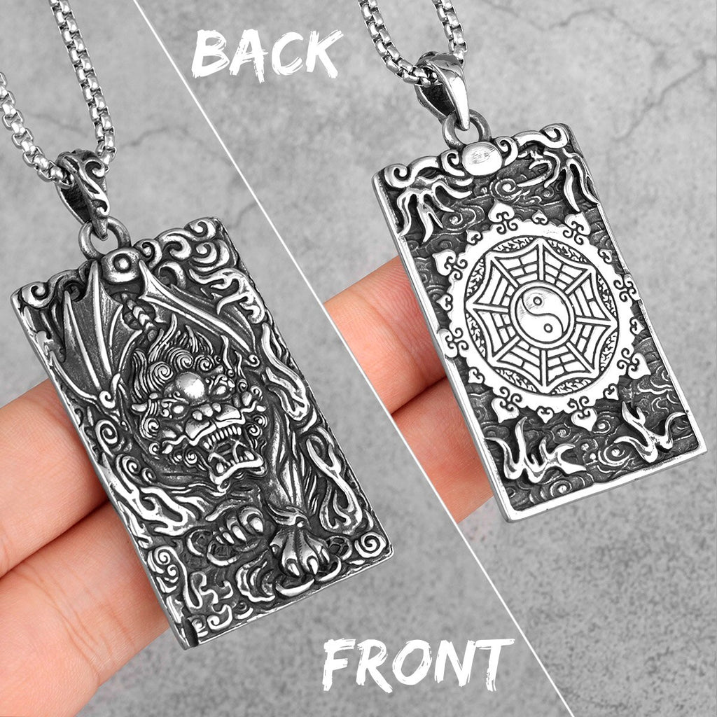 Chinese Style Unicorn Amulet Stainless Steel Men Necklaces Pendants Chain for Boyfriend Male Jewelry Creativity Gift