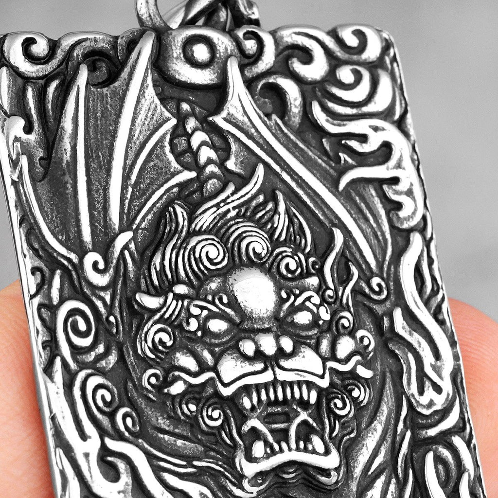 Chinese Style Unicorn Amulet Stainless Steel Men Necklaces Pendants Chain for Boyfriend Male Jewelry Creativity Gift