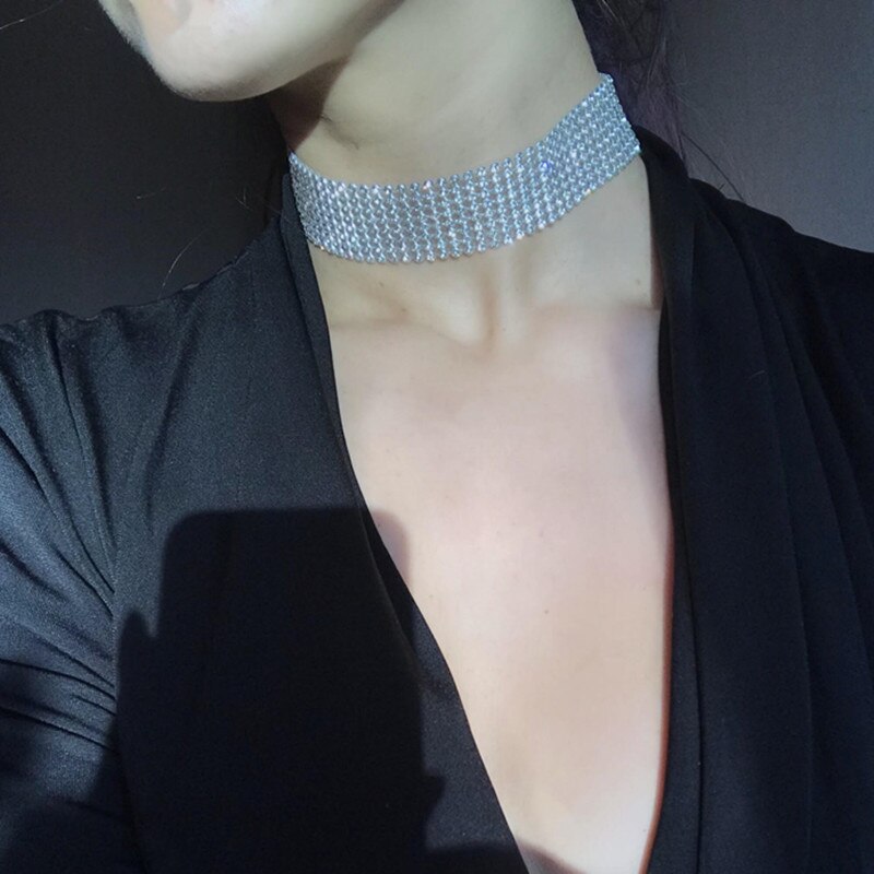 Choker Chain Necklace Chokers For Women Full Crystal Zircon Necklaces Boho Maxi Statement Party Jewelry