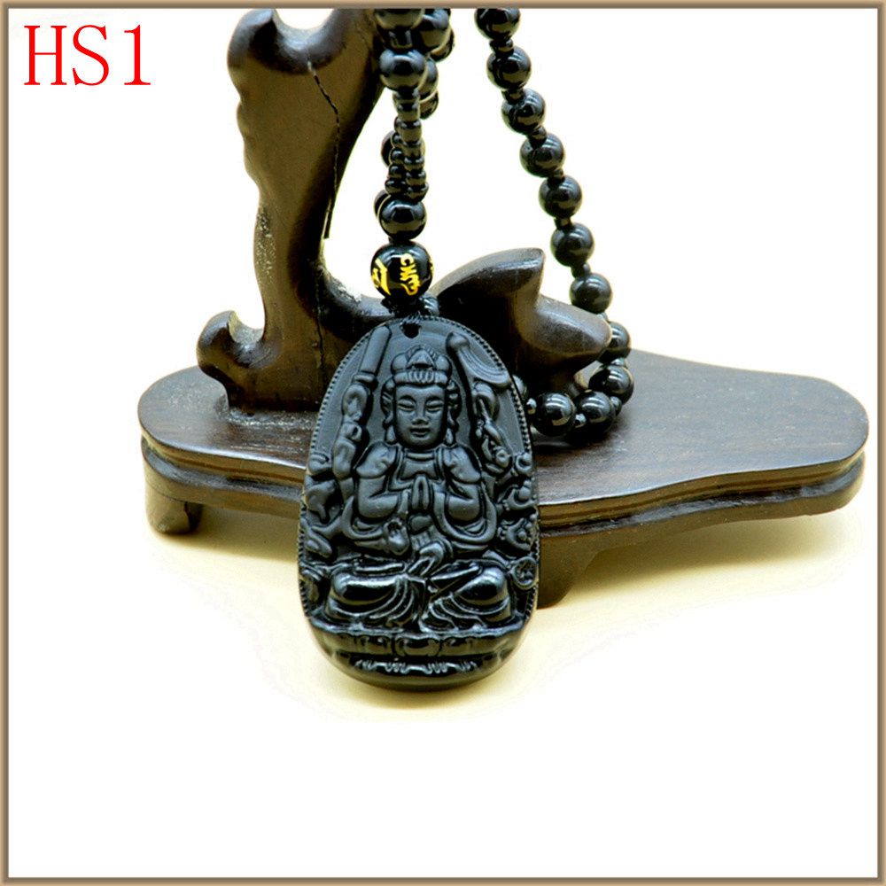Choker Long Necklaces Pendants Guardian Buddha Jewelry Bags Beads Gift Natural Obsidian Patron Saint Charms Jade Collares Mujer