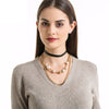Choker Necklace Kolye Multilayer Simulated-pearl Leather Chokers Necklaces For Women Gold/Silver Color Chain Bijoux