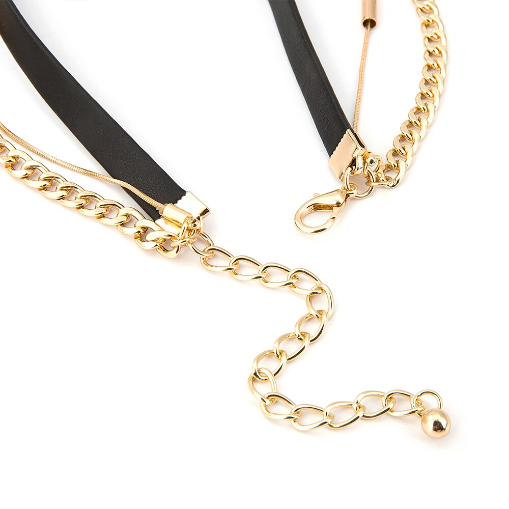 Choker Necklace Kolye Multilayer Simulated-pearl Leather Chokers Necklaces For Women Gold/Silver Color Chain Bijoux
