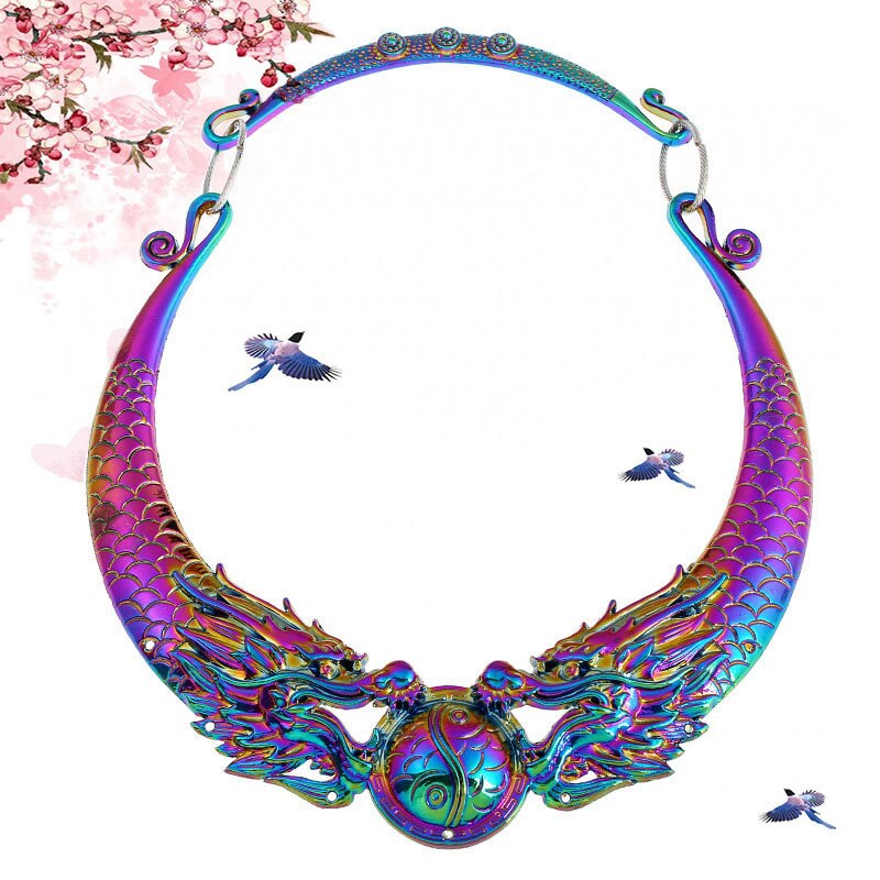 Choker Necklace Necklace Women Selling Exaggeration Colorful Necklace Exaggeration Temperament Peacock Collar Choker