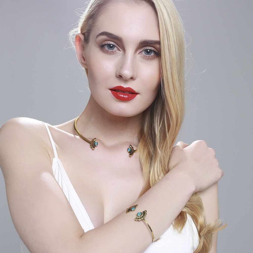 Choker Necklace Vintage Collar Bohemian Necklace Deco Stones Boho Tribal Jewelry