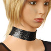 Choker Necklace Women Chain Glittery Shiny Smooth Adjustable Wide Mesh Flat Chain Metal Chocker Collar Alloy Necklace Fashion