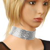 Choker Necklace Women Chain Glittery Shiny Smooth Adjustable Wide Mesh Flat Chain Metal Chocker Collar Alloy Necklace Fashion