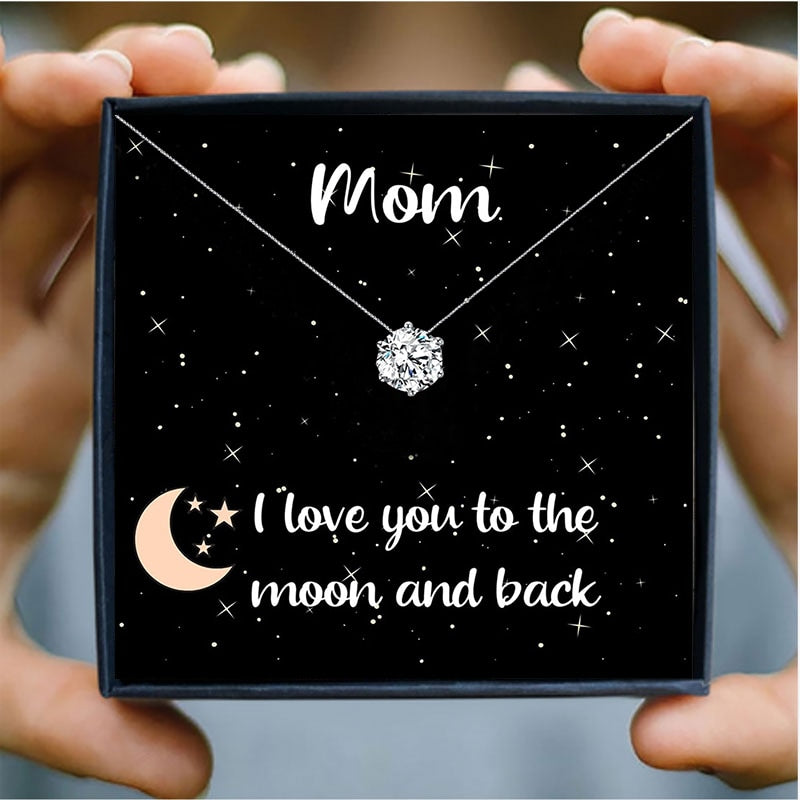Choker Necklace for Women Jewelry Mother's Day Gift To My Mom Single Shiny Zircon Pendant Necklaces Birthday Gifts