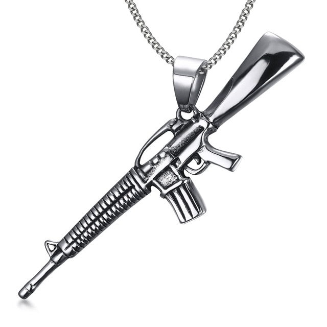 Choker Sale Limited Collares Collier Maxi Necklace Gold-color Gun Necklaces & Pendants Stainless Steel 24inch Chain Men Jewelry
