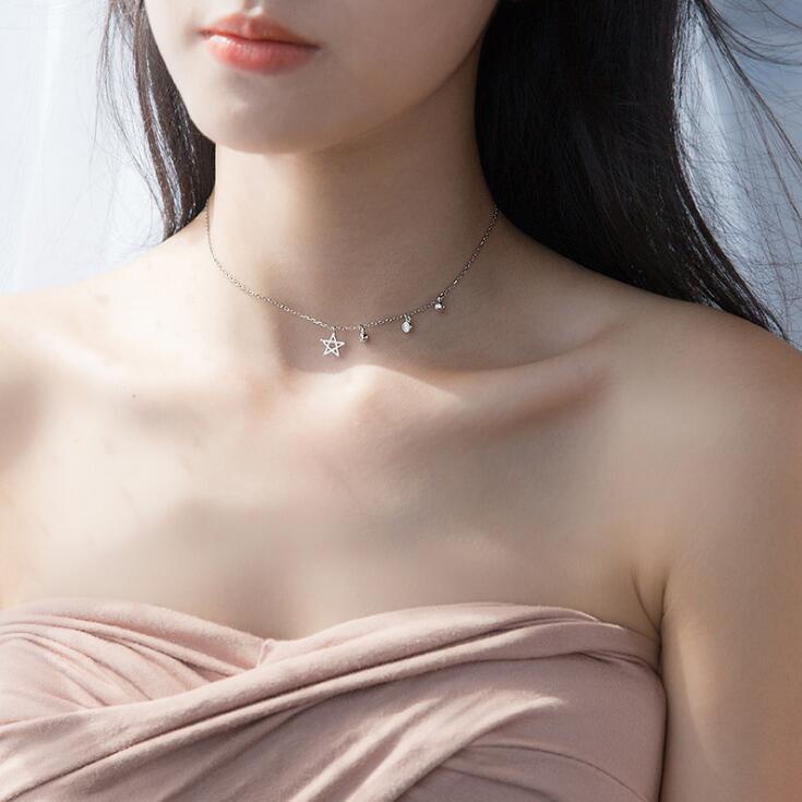 Choker Silver Pendants Necklaces 925 Sterling Silver Pendants Necklaces with Cubic Zirconia