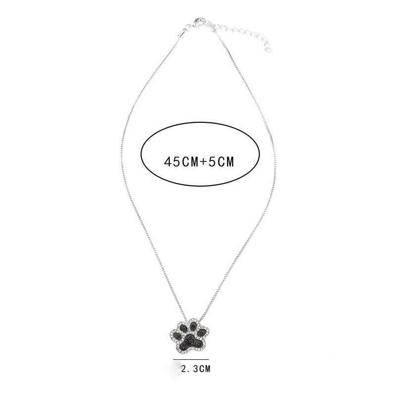 Chokers Necklace Silver Color Crystal Dog Paw Animal Feet Jewelry For Women Clavicle Chain Feet Pendant Statement Necklaces