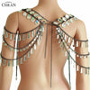 Chran Multi-layer Shoulder Necklace Chain Bohemia Festival Costume Black Body Chain Jewelry