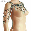 Chran Multi-layer Shoulder Necklace Chain Bohemia Festival Costume Black Body Chain Jewelry