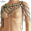 Chran Multi-layer Shoulder Necklace Chain Bohemia Festival Costume Black Body Chain Jewelry