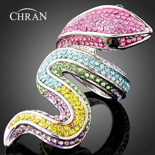 New Austrian Crystal Silver color Fashionable Snake Cocktail Rings for Women Gold Color Jewelry Wholesale