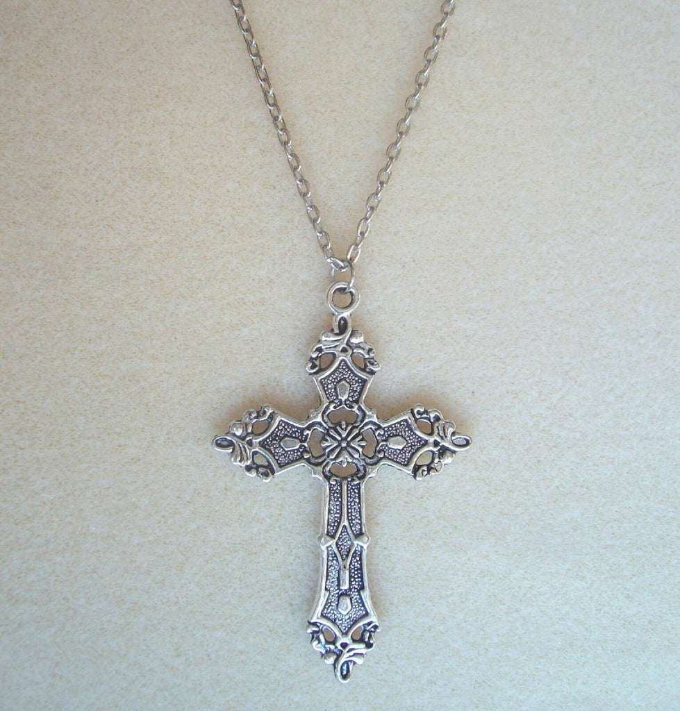 Christ Baroque Cross Pendant necklace Vintage Bohemian 1980 Gothic Necklace