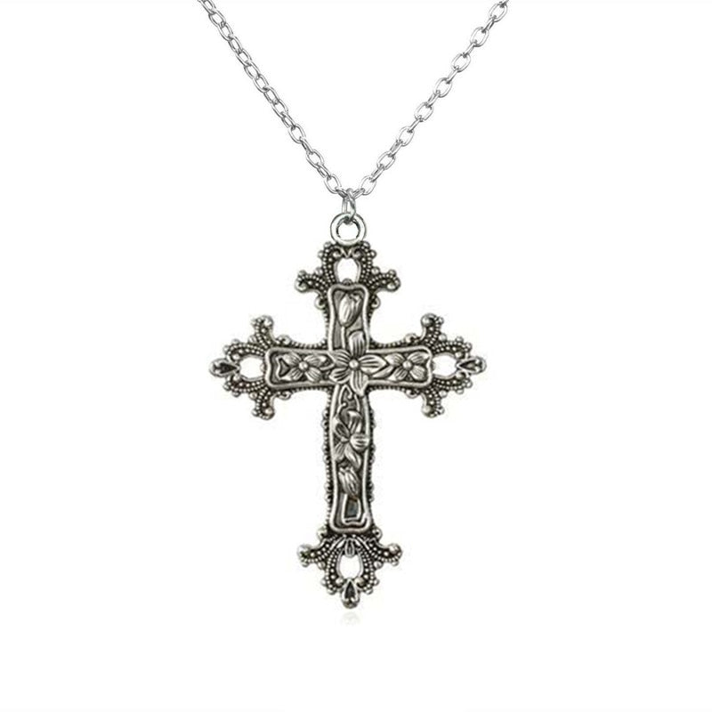 Christ Baroque Cross Pendant necklace Vintage Bohemian 1980 Gothic Necklace