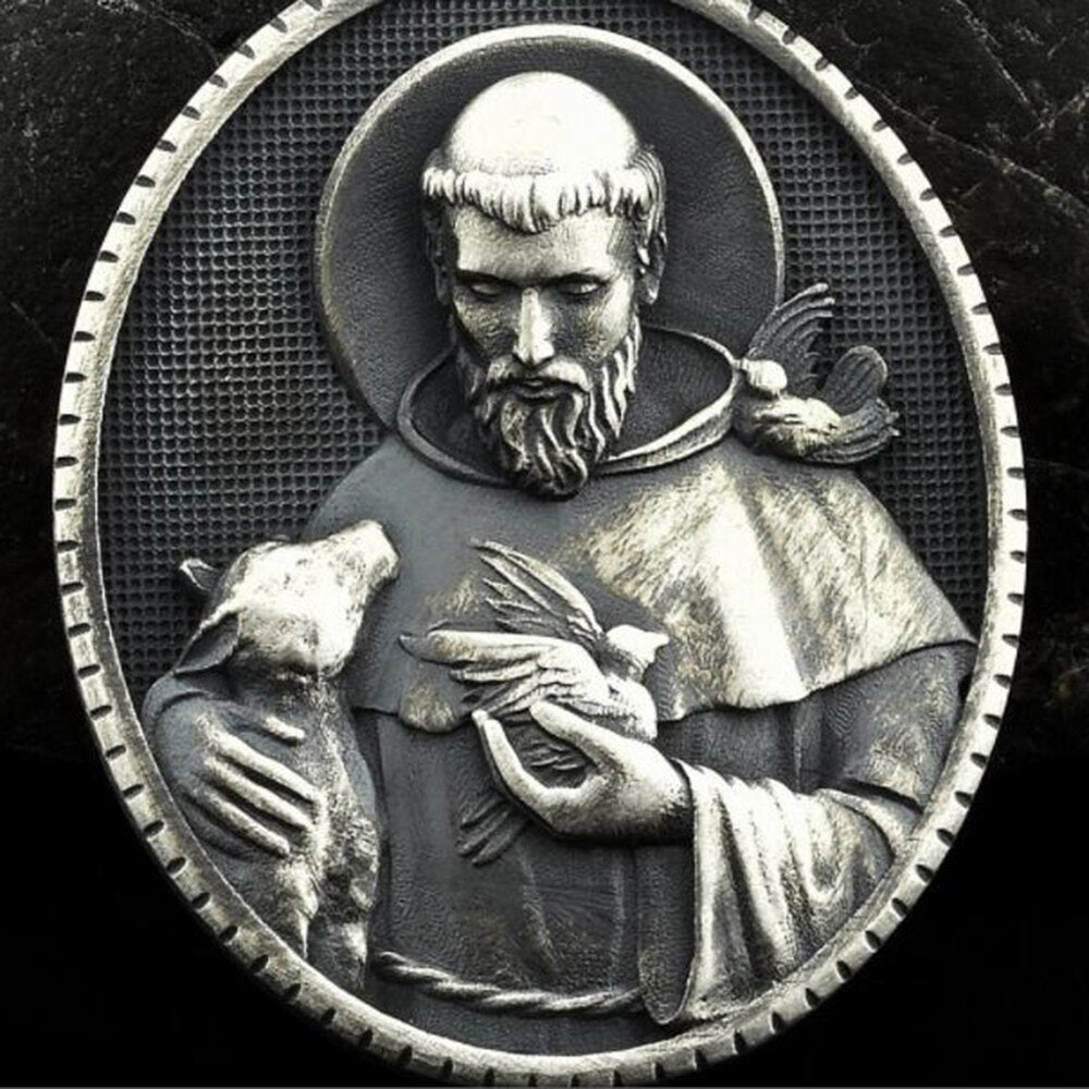 Christian Couple pendants Necklace Saint Francis Medal Pendant Religious Faith Catholic Men's Pendant Necklace