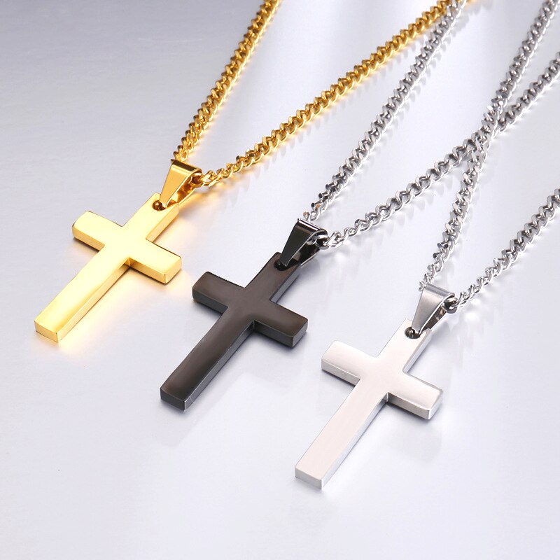 Christian Cross Pendant Necklace Men's Necklace Metal Religious Amulet Pendant Accessory Party Jewelry
