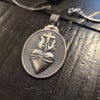 Christian Jesus Sacred Heart Medal Round Cross Pendant Necklace Men's Catholic Religious Pendant Chain Necklace