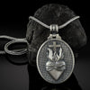Christian Jesus Sacred Heart Medal Round Cross Pendant Necklace Men's Catholic Religious Pendant Chain Necklace